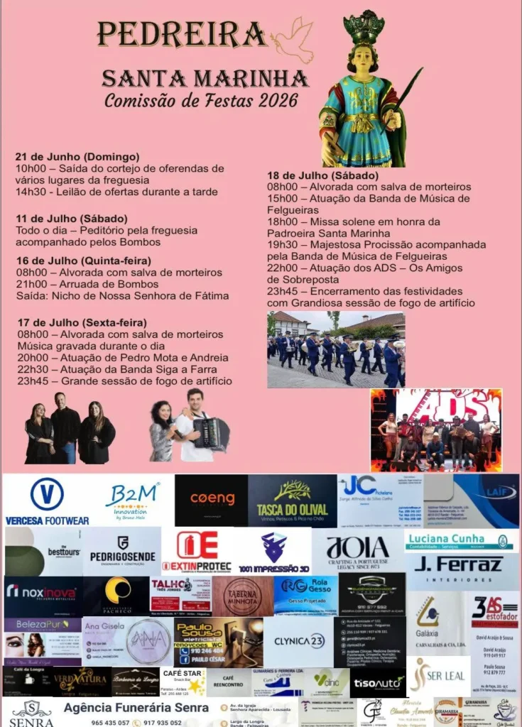 Festas de Pedreira, Felgueiras (Santa Marinha) 2026
