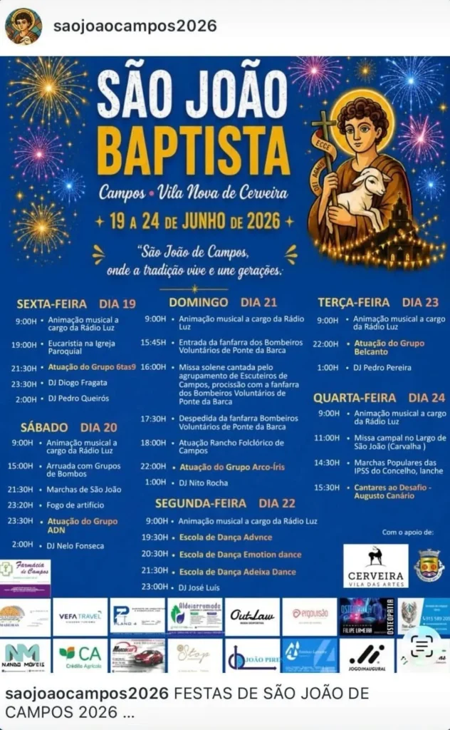 Festas de Campos, Vila Nova de Cerveira (São João) 2026