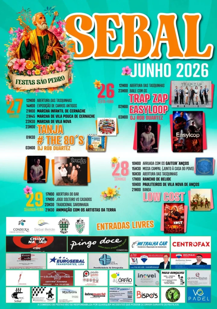 Sebal Logo Festas de Sebal (São Pedro) 2026 - Agenda de Concertos