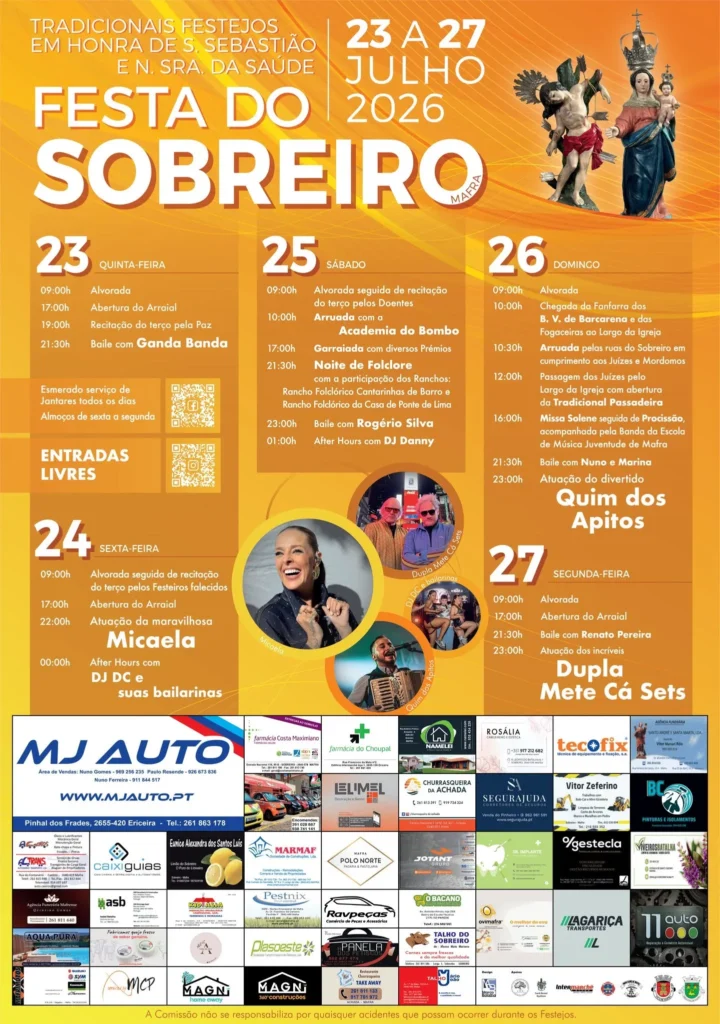 Festas de Sobreiro, Mafra (São Sebastião) 2026