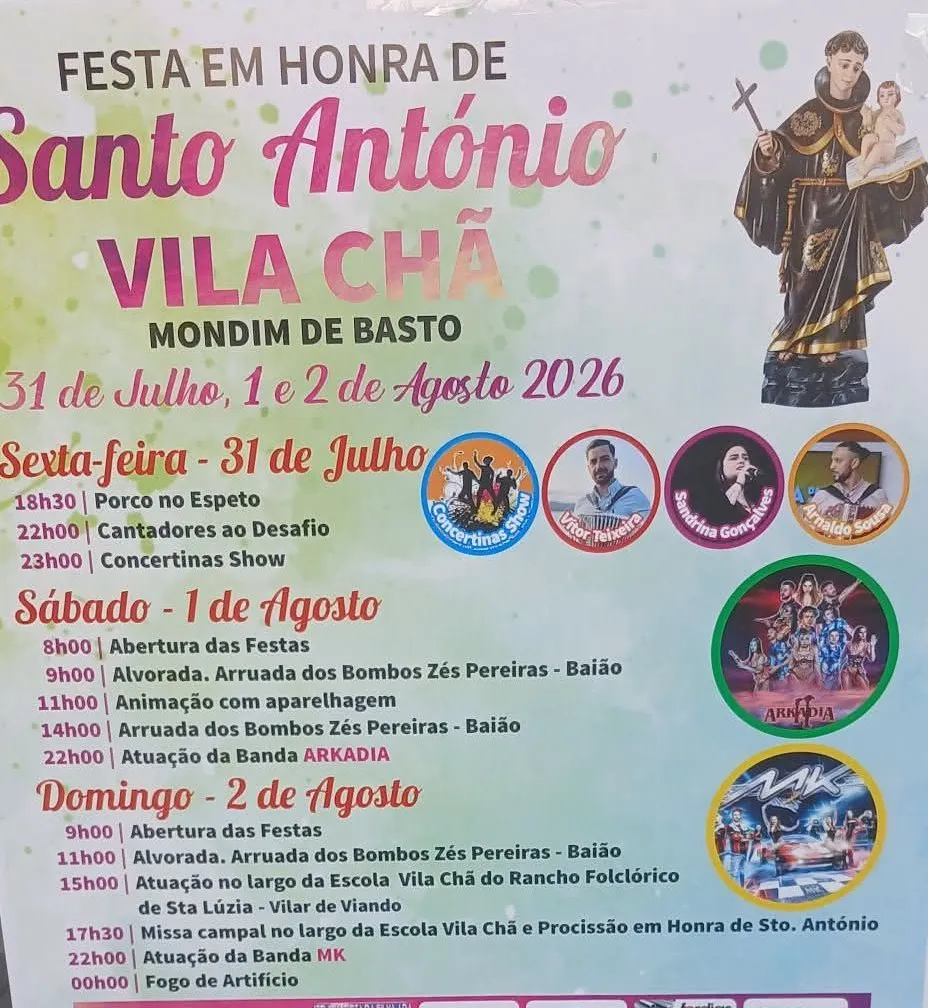 Festas de Vila Chã, Mondim de Basto (Santo António) 2026