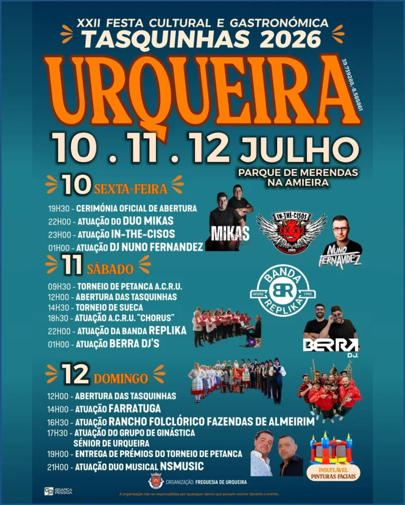 Festas de Urqueira (Tasquinhas) 2026