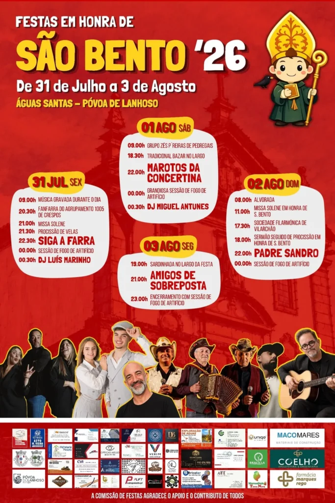 Festas de Águas Santas, Póvoa de Lanhoso (São Bento) 2026