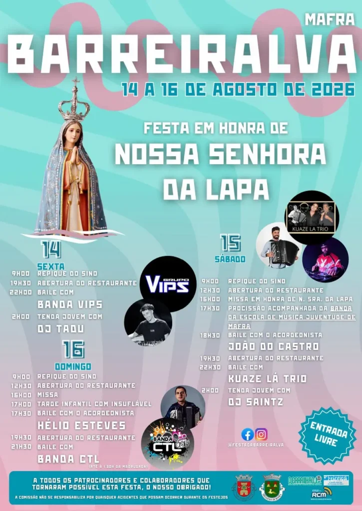 Festas de Barreiralva, Mafra (Senhora da Lapa) 2026
