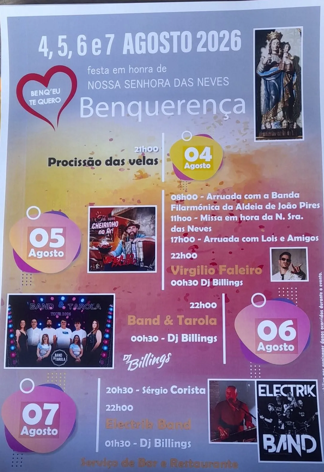 Festas de Benquerença (Senhora das Neves) 2026