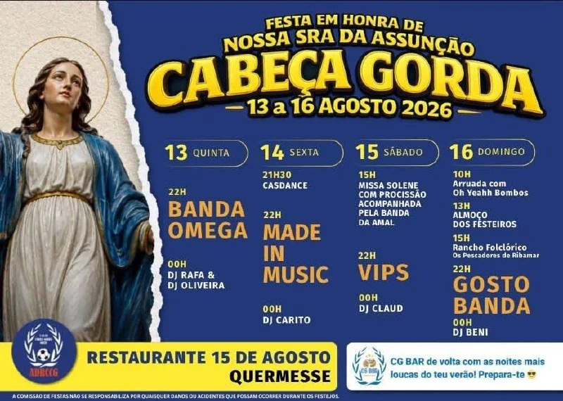 Festas de Cabeça Gorda, Beja (Senhora da Assunção) 2026