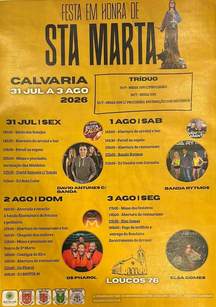 Festas de Calvaria, Batalha (Santa Marta) 2026