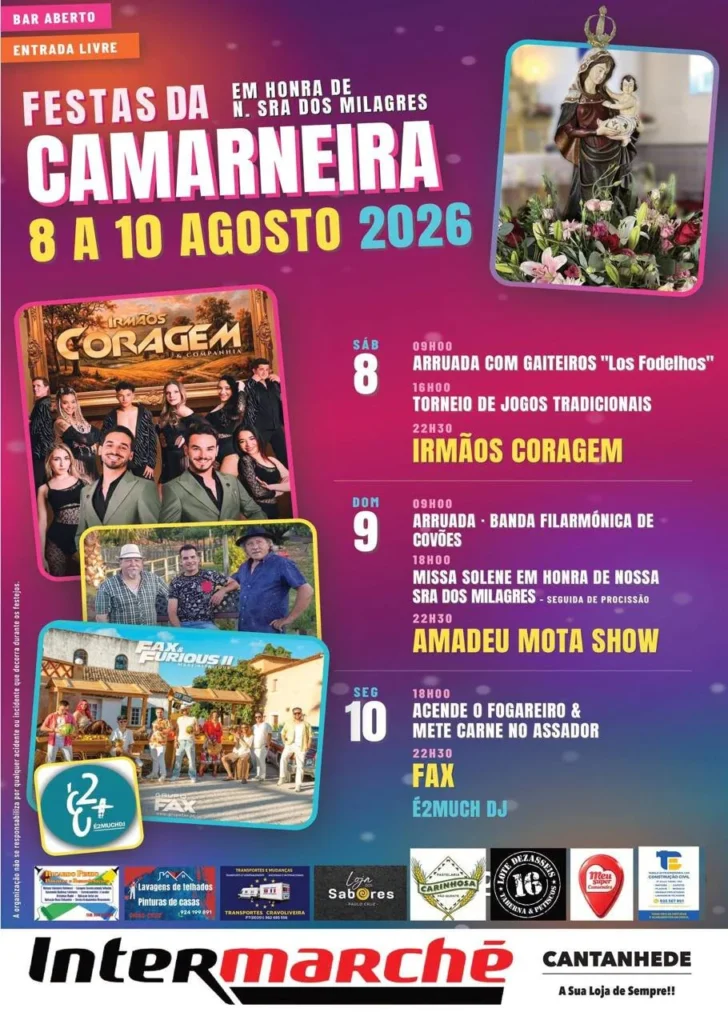Festas de Camarneira, Cantanhede (Senhora dos Milagres) 2026
