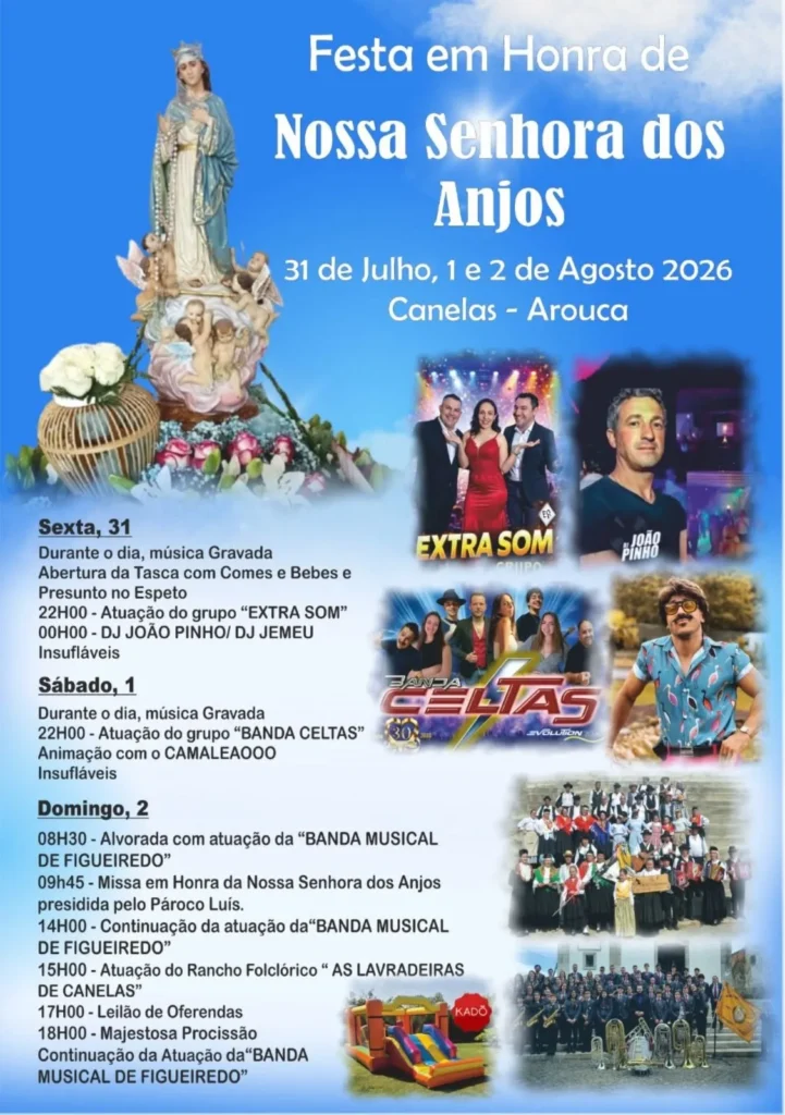 Festas de Canelas, Arouca (Senhora dos Anjos) 2026
