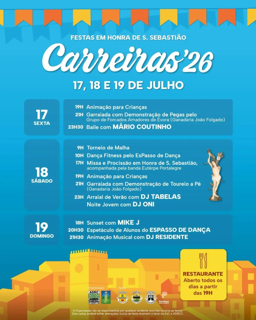 Festas de Carreiras, Portalegre (São Sebastião) 2026