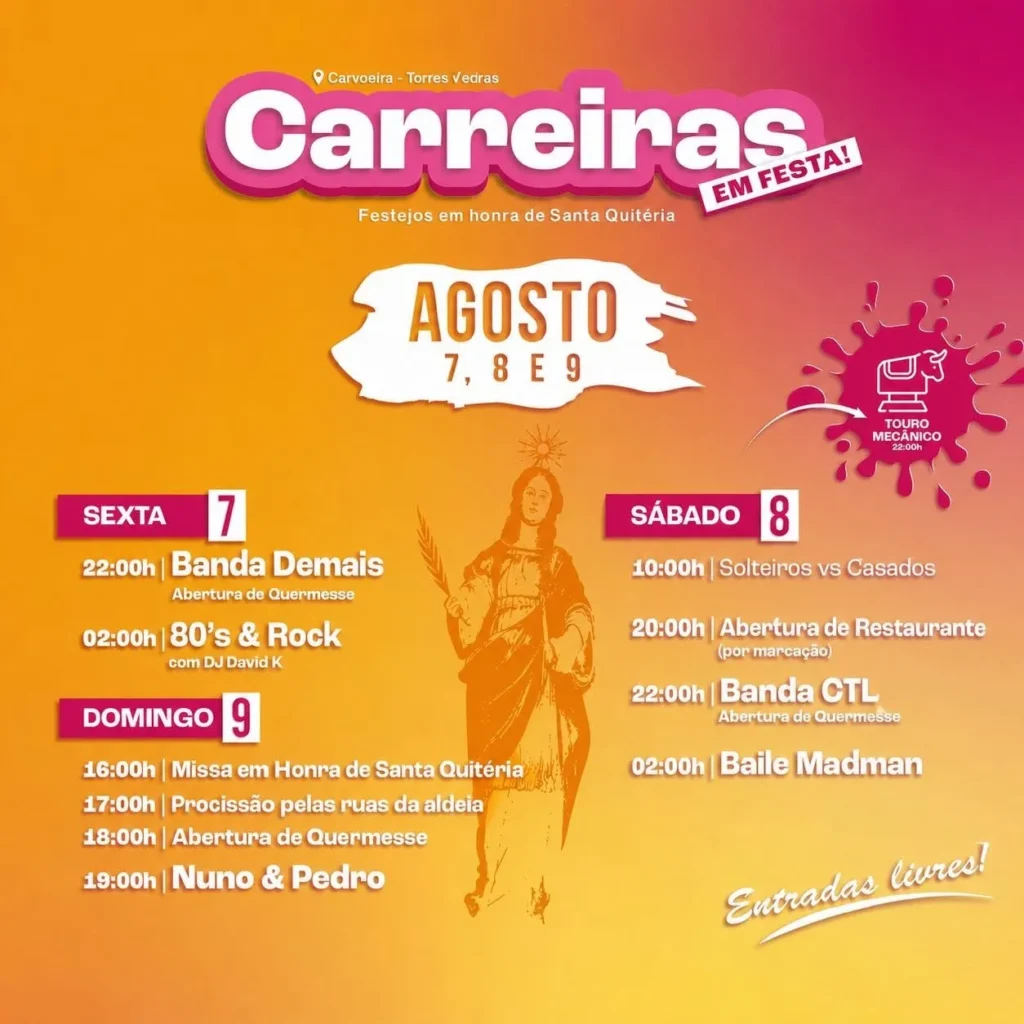 Festas de Carreiras, Torres Vedras (Santa Quitéria) 2026