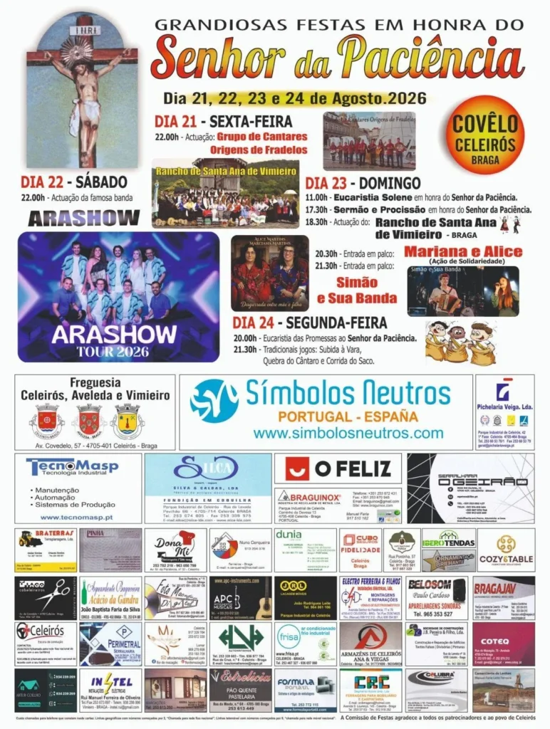 Festas de Celeirós, Braga (Senhor da Paciência) 2026