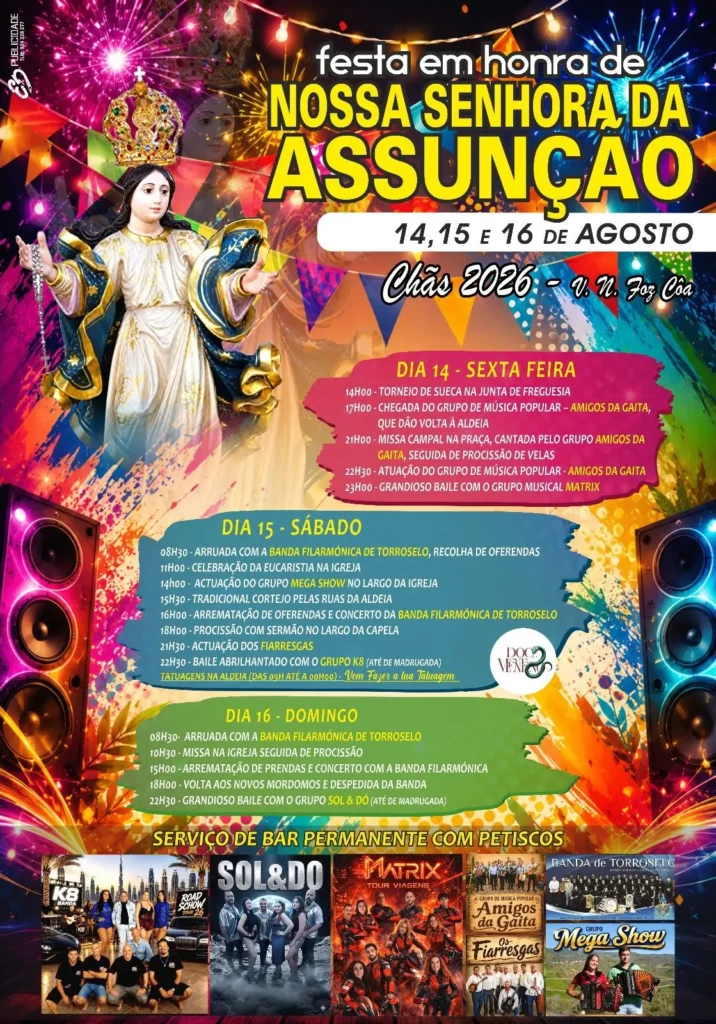 Festas de Chãs, Vila Nova de Foz Côa (Senhora da Assunção) 2026
