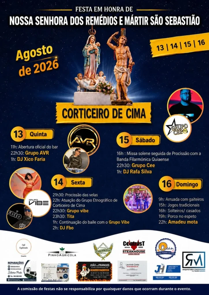 Festas de Corticeiro de Cima (Senhora dos Remédios) 2026