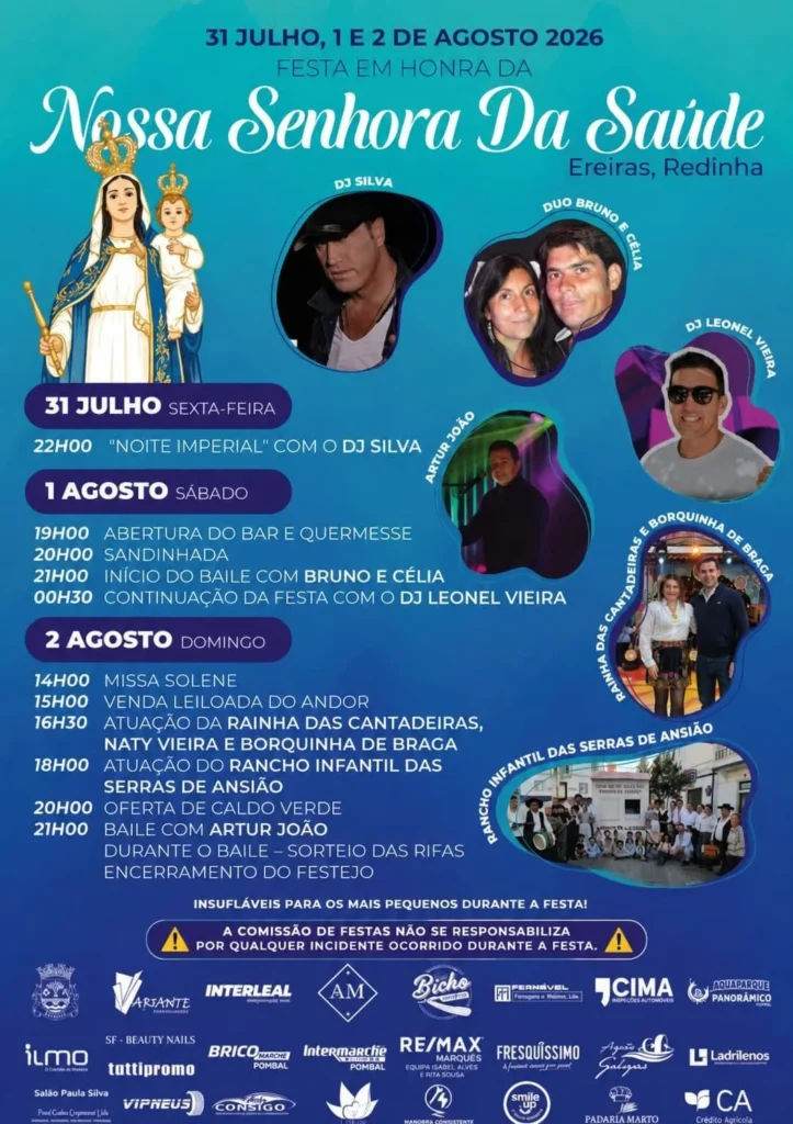 Festas de Ereiras, Redinha (Senhora da Saúde) 2026