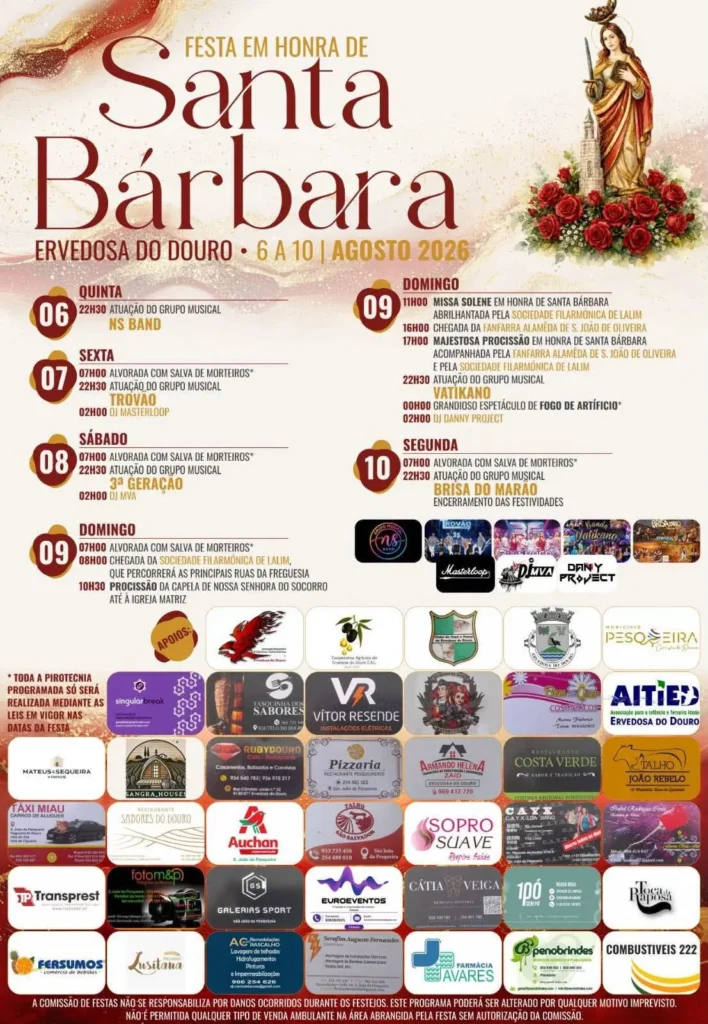 Festas de Ervedosa do Douro (Santa Bárbara) 2026