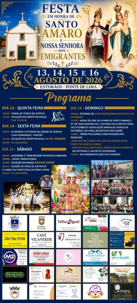 Festas de Estorãos, Ponte de Lima (Santo Amaro) 2026
