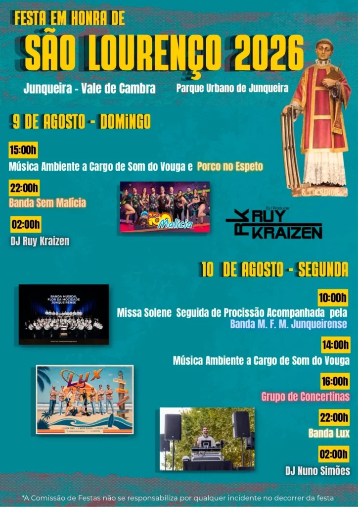 Festas de Junqueira, Vale de Cambra (São Lourenço) 2026