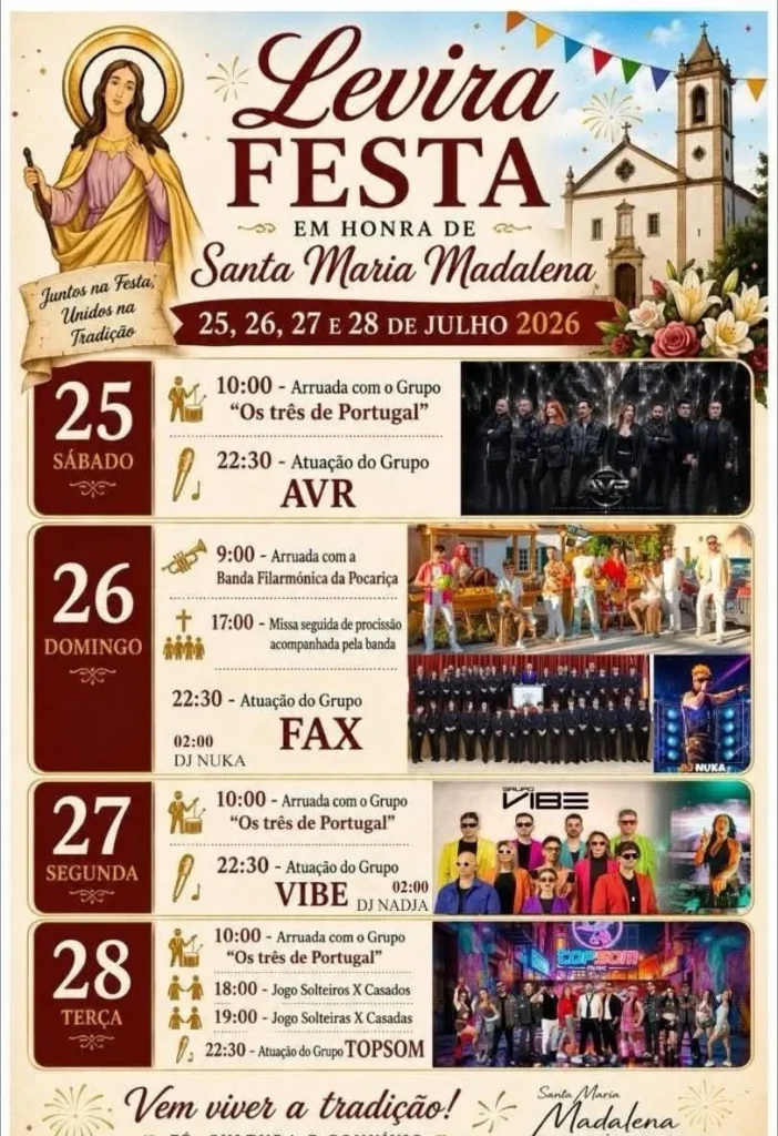 Festas de Levira (Santa Maria Madalena) 2026