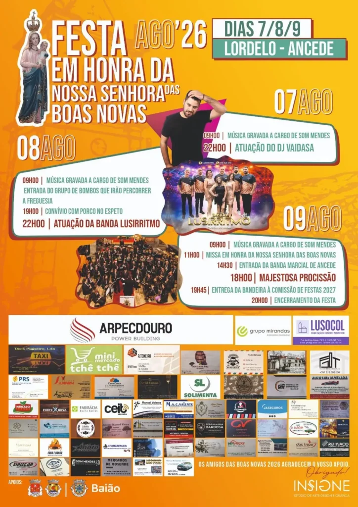 Festas de Lordelo, Ancede (Senhora das Boas Novas) 2026