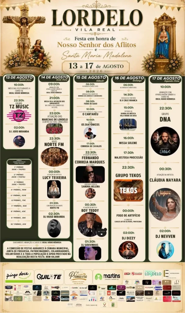 Festas de Lordelo, Vila Real (Senhor dos Aflitos) 2026