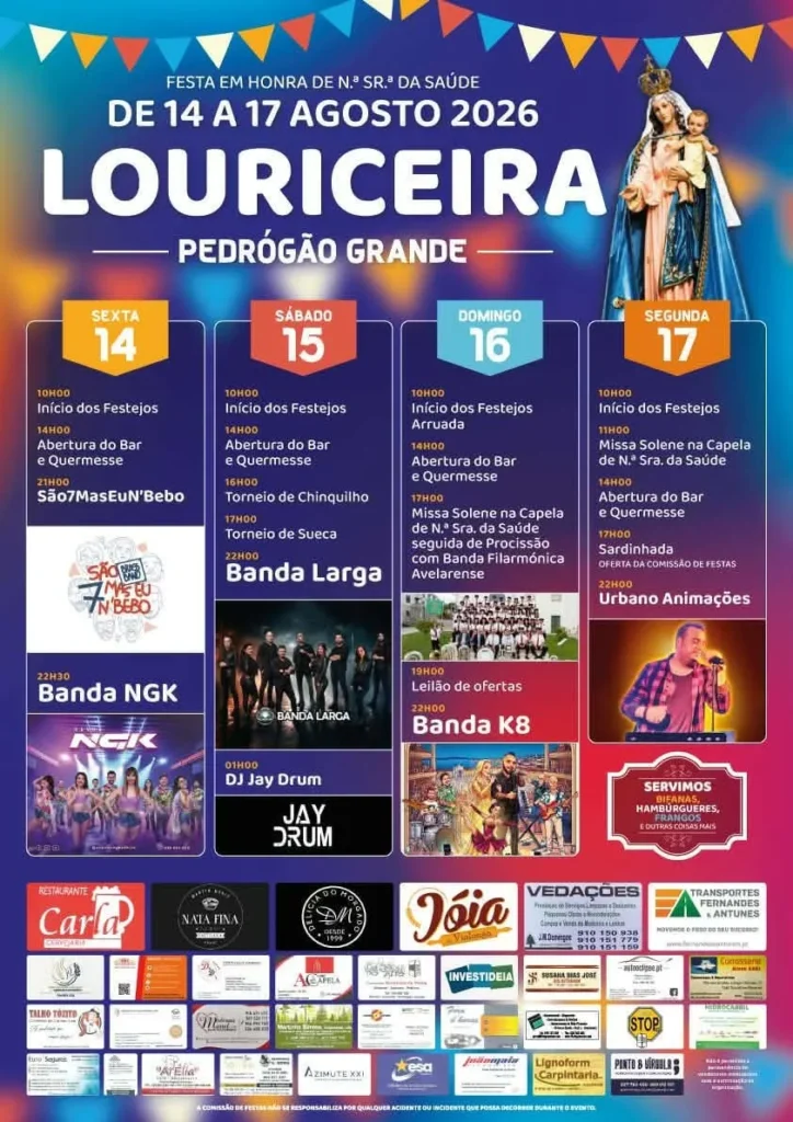 Festas de Louriceira, Pedrógão Grande (Senhora da Saúde) 2026