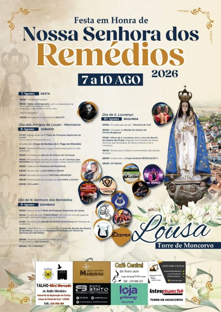 Festas de Lousa, Torre de Moncorvo (Senhora dos Remédios) 2026
