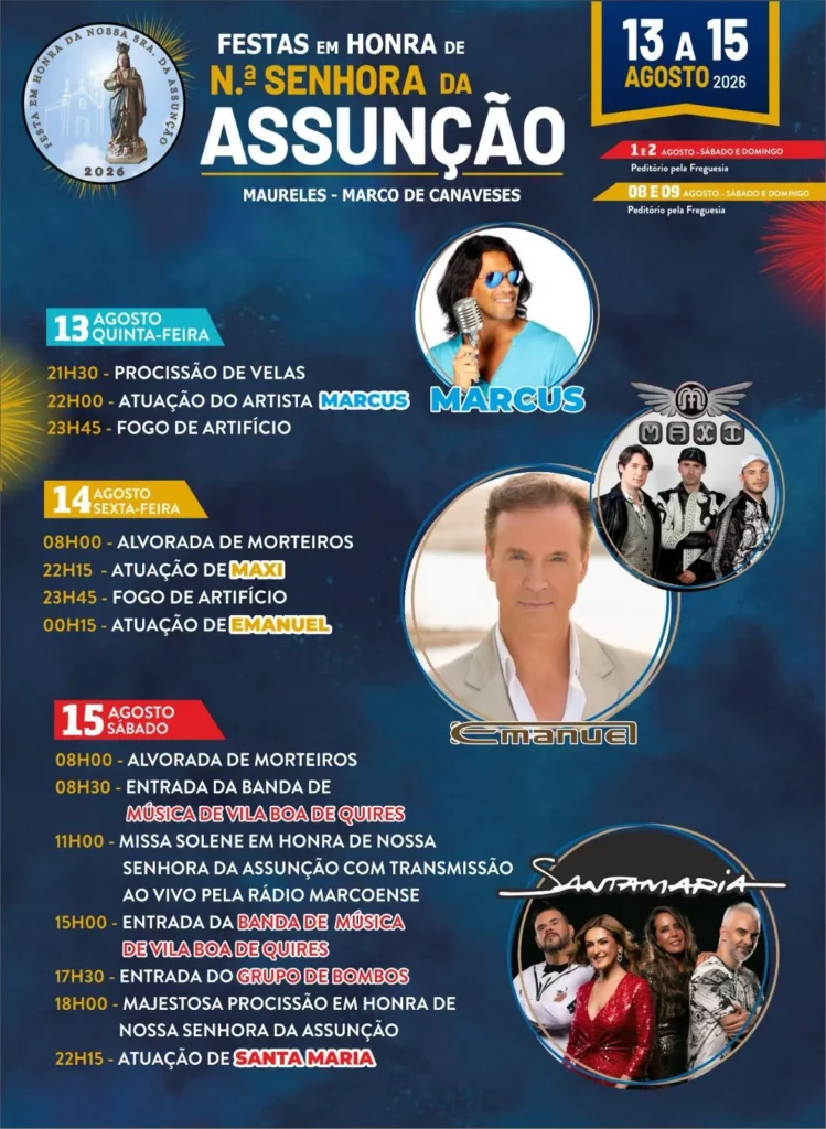 Festas de Maureles, Marco de Canaveses (Senhora da Assunção) 2026