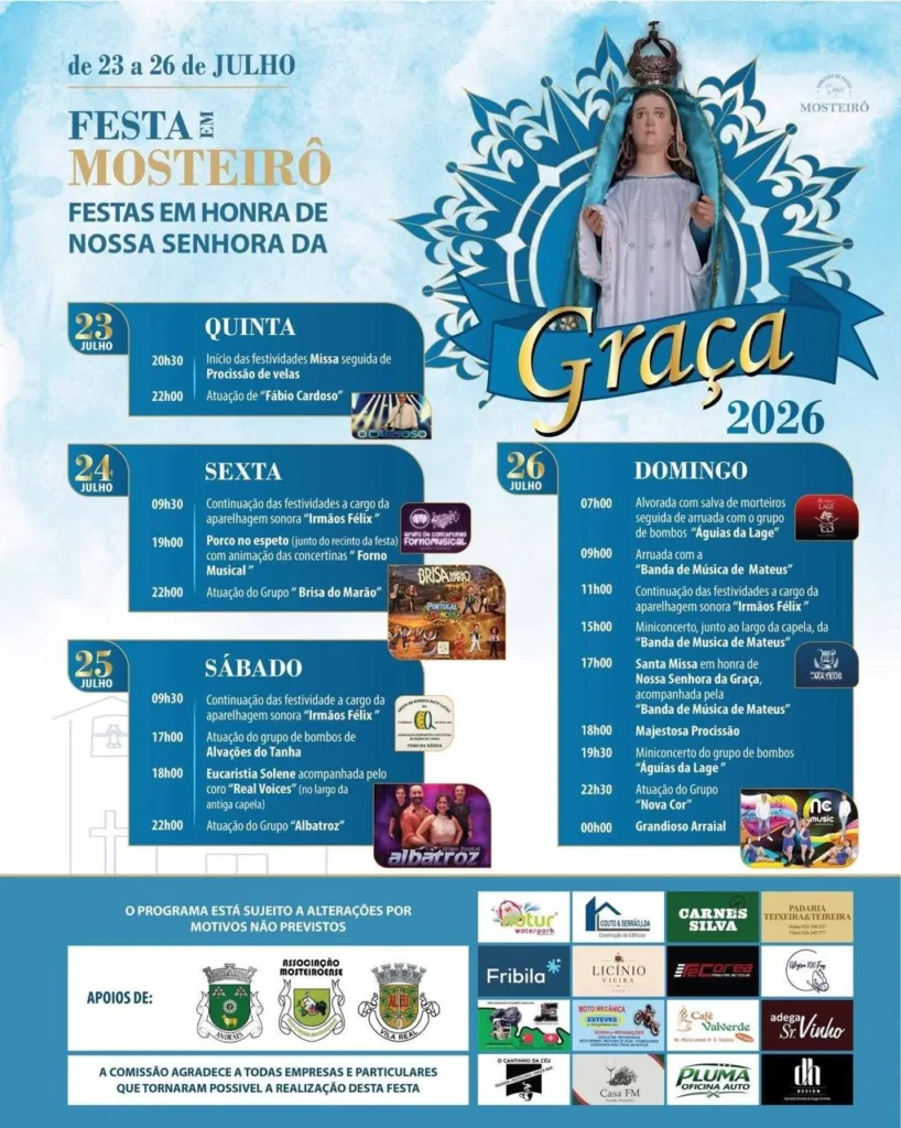Festas de Mosteirô, Vila Real (Senhora da Graça) 2026