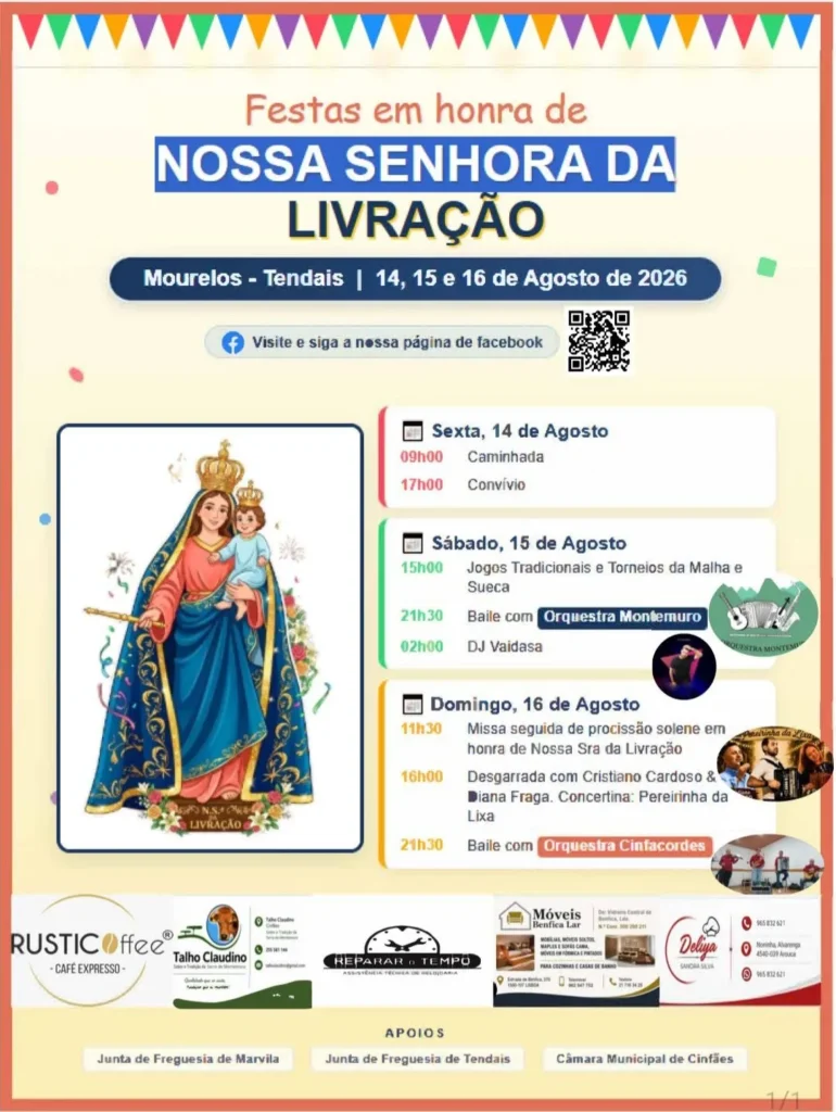 Festas de Mourelos, Tendais (Senhora da Livração) 2026