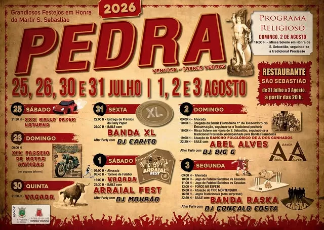Festas de Pedra, Torres Vedras (São Sebastião) 2026
