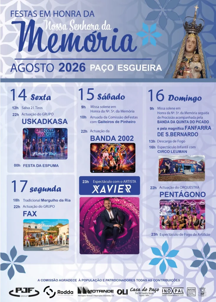 Festas de Paço, Esgueira (Senhora da Memória) 2026