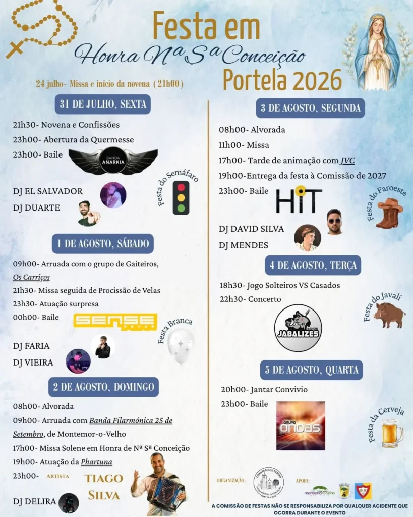 Festas da Portela, Coimbra (Senhora da Conceição) 2026