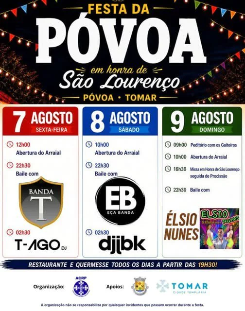 Festas da Póvoa, Tomar (São Lourenço) 2026