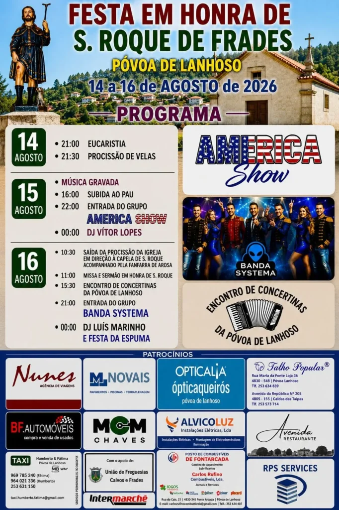 Festas de Póvoa de Lanhoso (São Roque de Frades) 2026