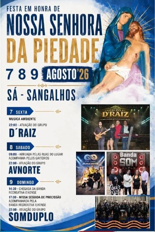 Festas de Sá, Sangalhos (Senhora da Piedade) 2026