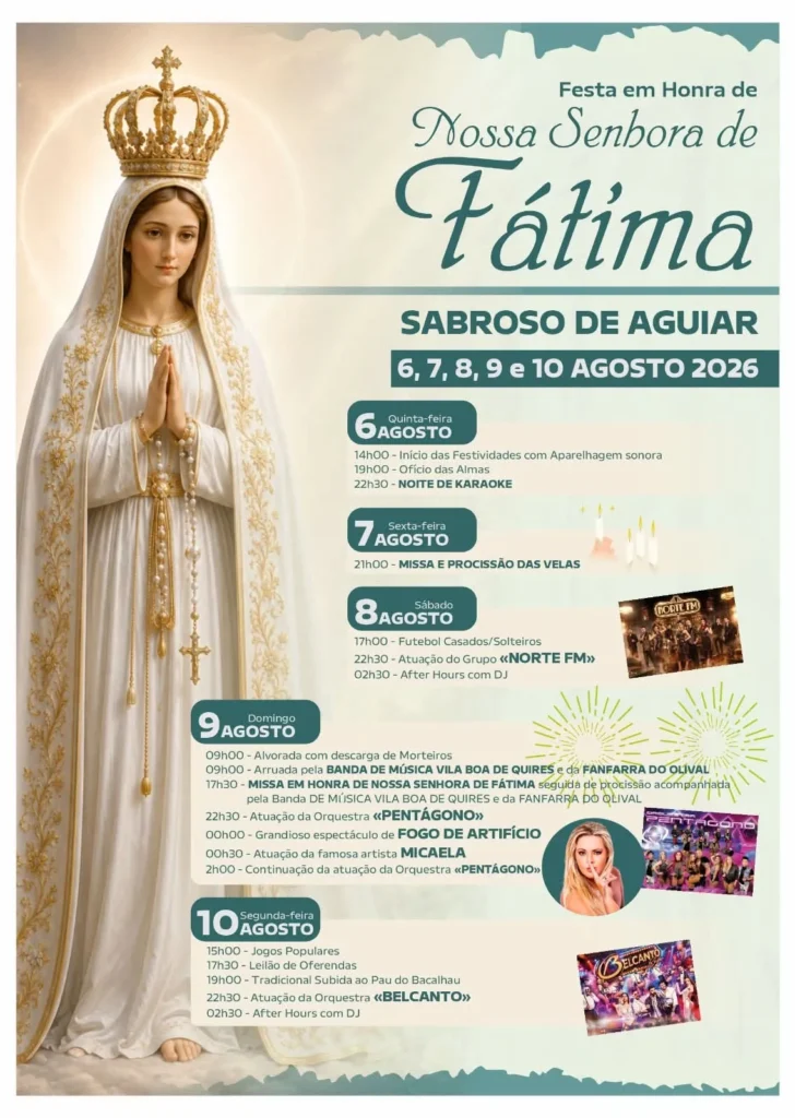Festas de Sabroso de Aguiar (Senhora de Fátima) 2026
