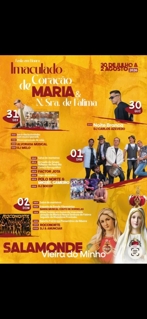 Festas de Salamonde, Vieira do Minho (Senhora de Fátima) 2026