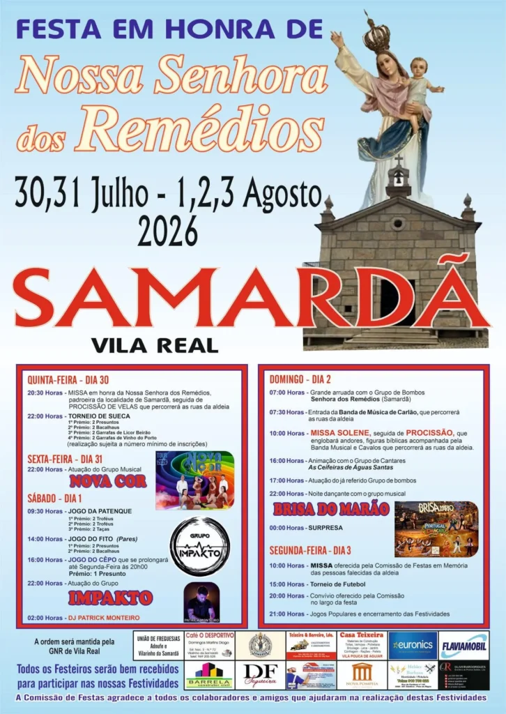 Festas de Samardã, Vila Real (Senhora dos Remédios) 2026
