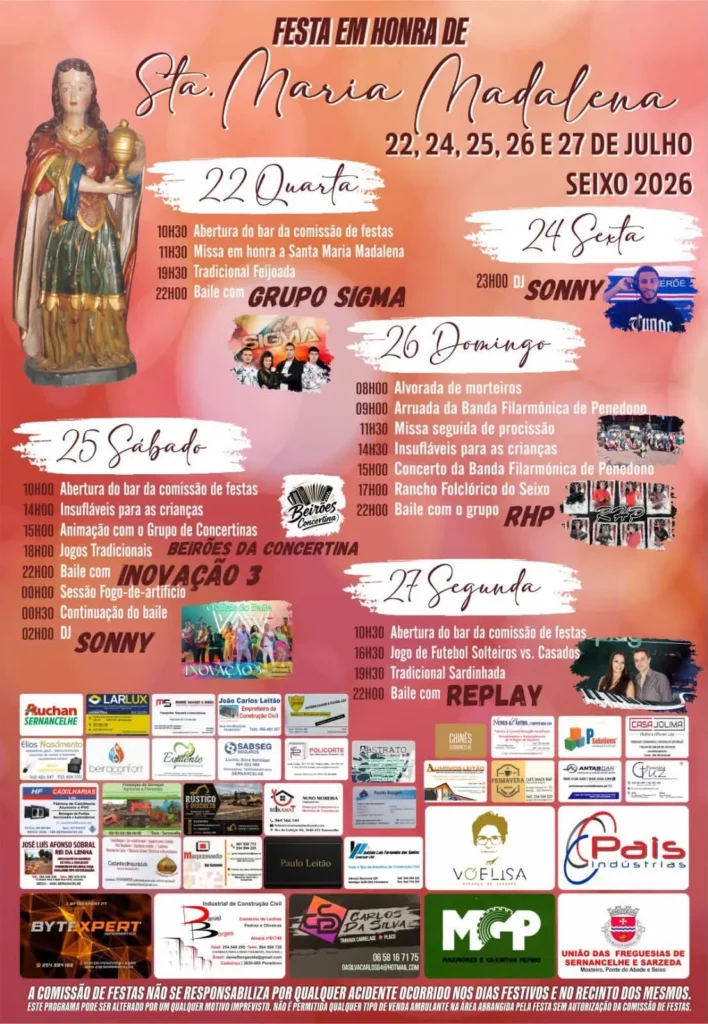 Festas de Seixo, Sernancelhe (Santa Maria Madalena) 2026