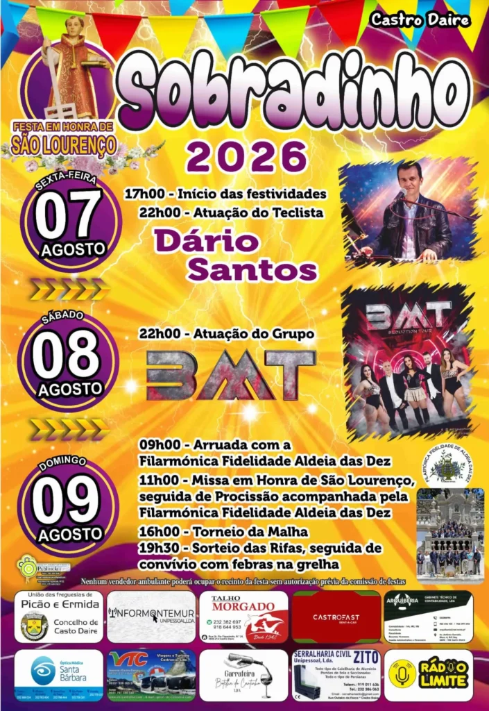 Festas de Sobradinho, Castro Daire (São Lourenço) 2026