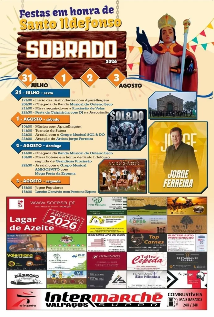 Festas de Sobrado, Valpaços (Santo Ildefonso) 2026