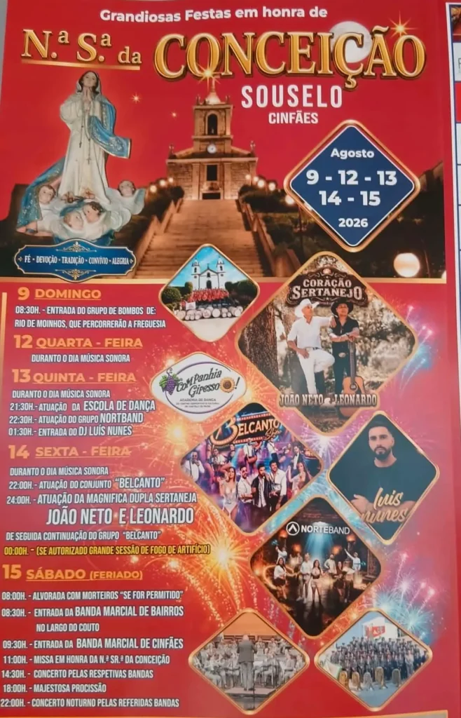 Festas de Souselo, Cinfães (Senhora da Conceição) 2026