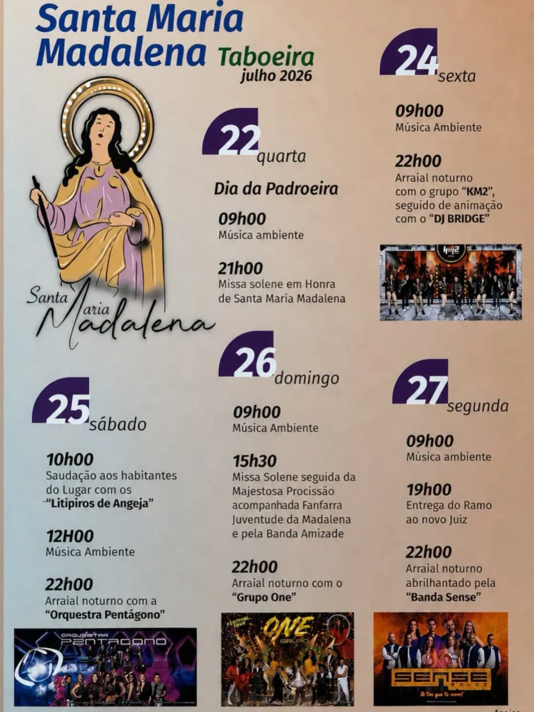 Festas de Taboeira (Santa Maria Madalena) 2026