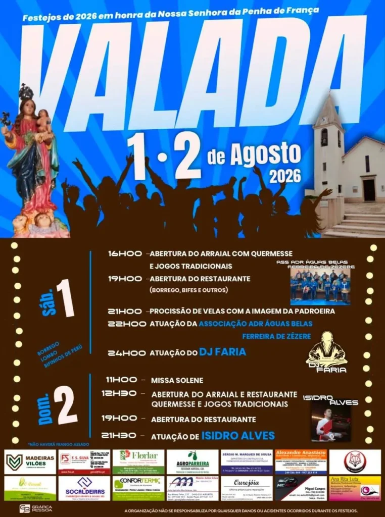 Festas de Valada, Cartaxo (Senhora da Penha de França) 2026