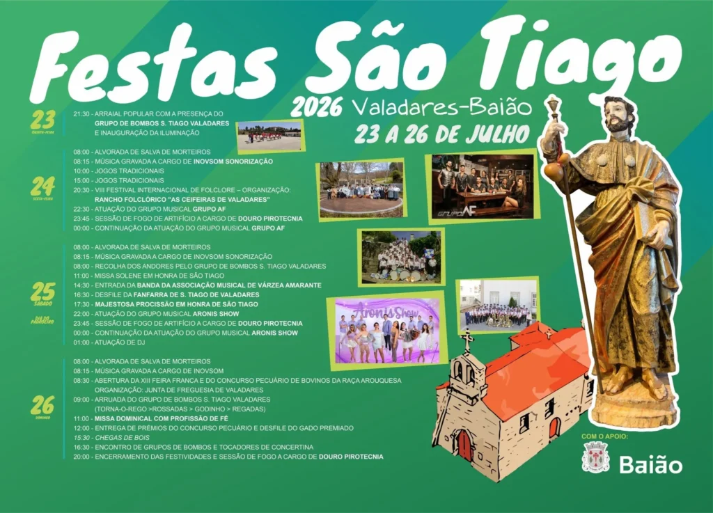 Festas de Valadares, Baião (São Tiago) 2026