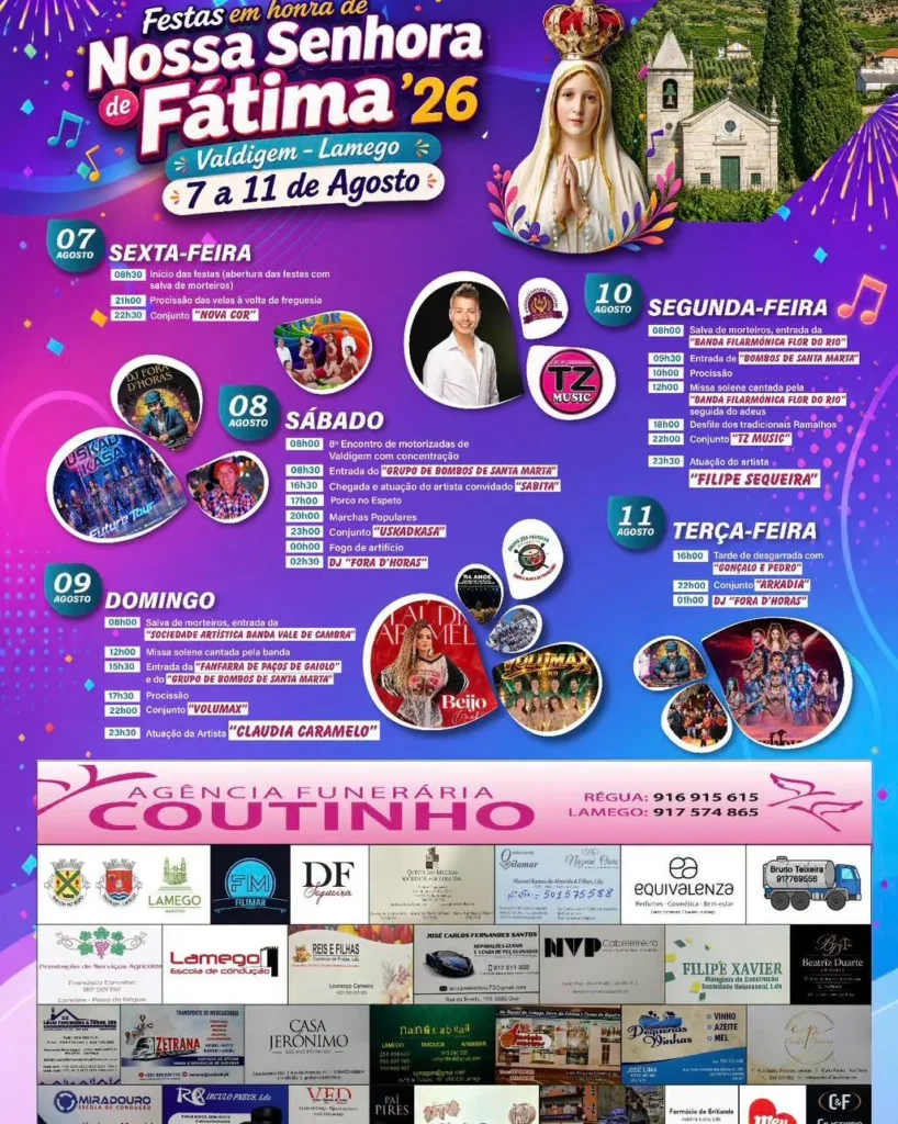 Festas de Valdigem, Lamego (Senhora de Fátima) 2026