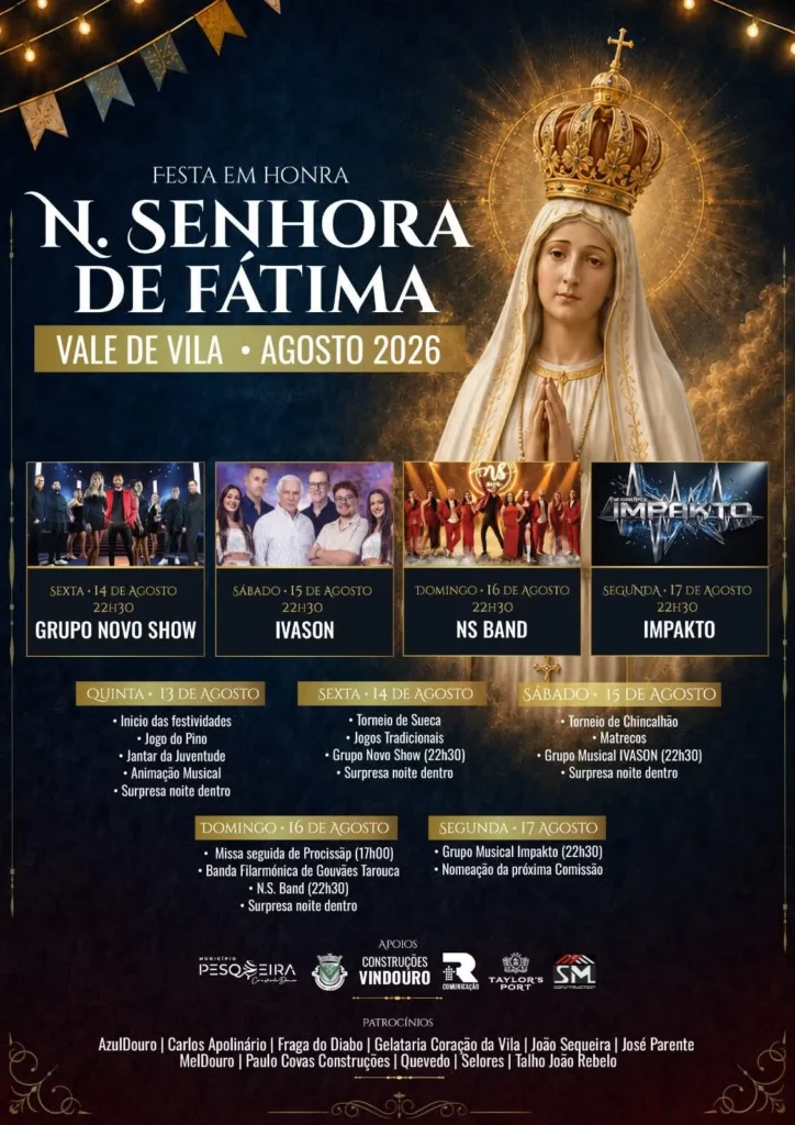Festas de Vale de Vila, São João da Pesqueira (Senhora de Fátima) 2026
