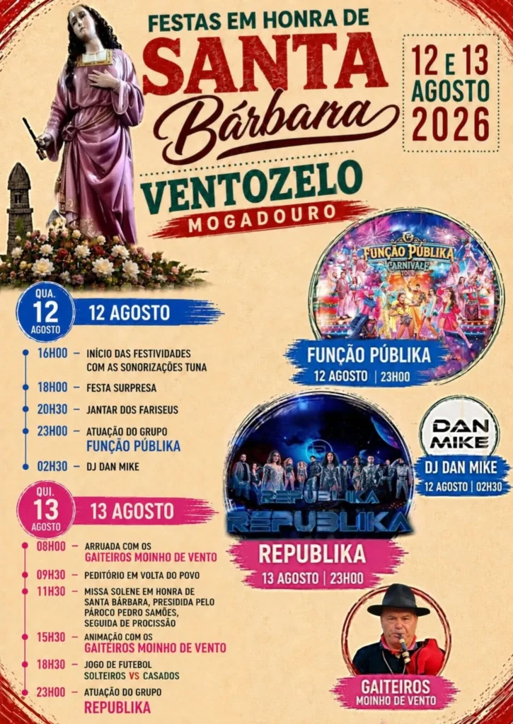 Festas de Ventozelo, Mogadouro (Santa Bárbara) 2026