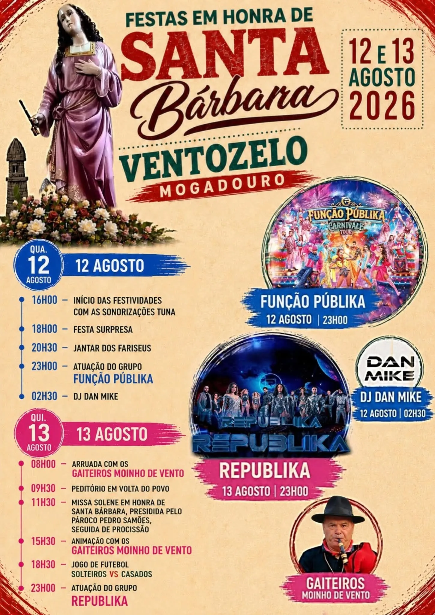 Festas de Ventozelo, Mogadouro (Santa Bárbara) 2026